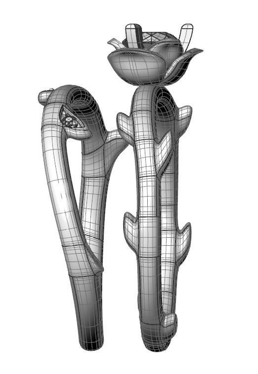 wedding rings twig with leaf flower 3D print model_27