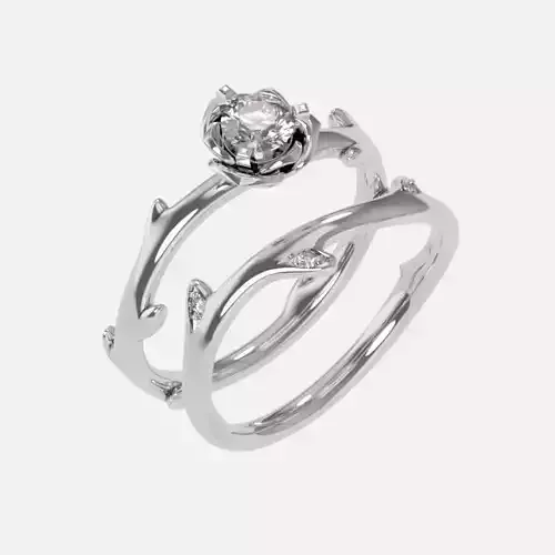 wedding rings twig with leaf flower