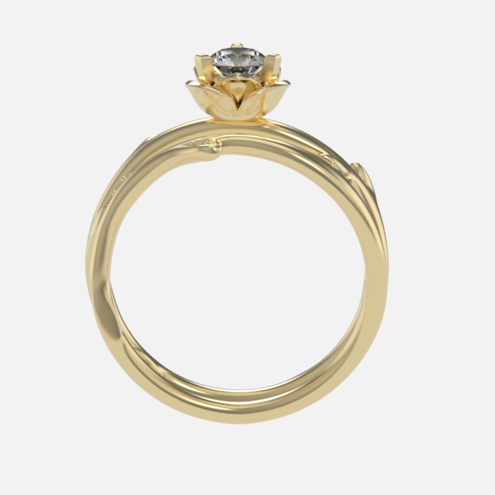 wedding rings twig with leaf flower 3D print model_22