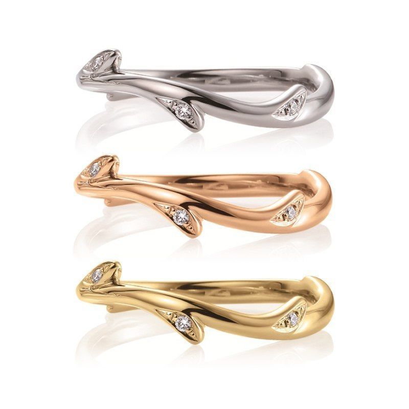 wedding rings twig with leaf flower 3D print model_3