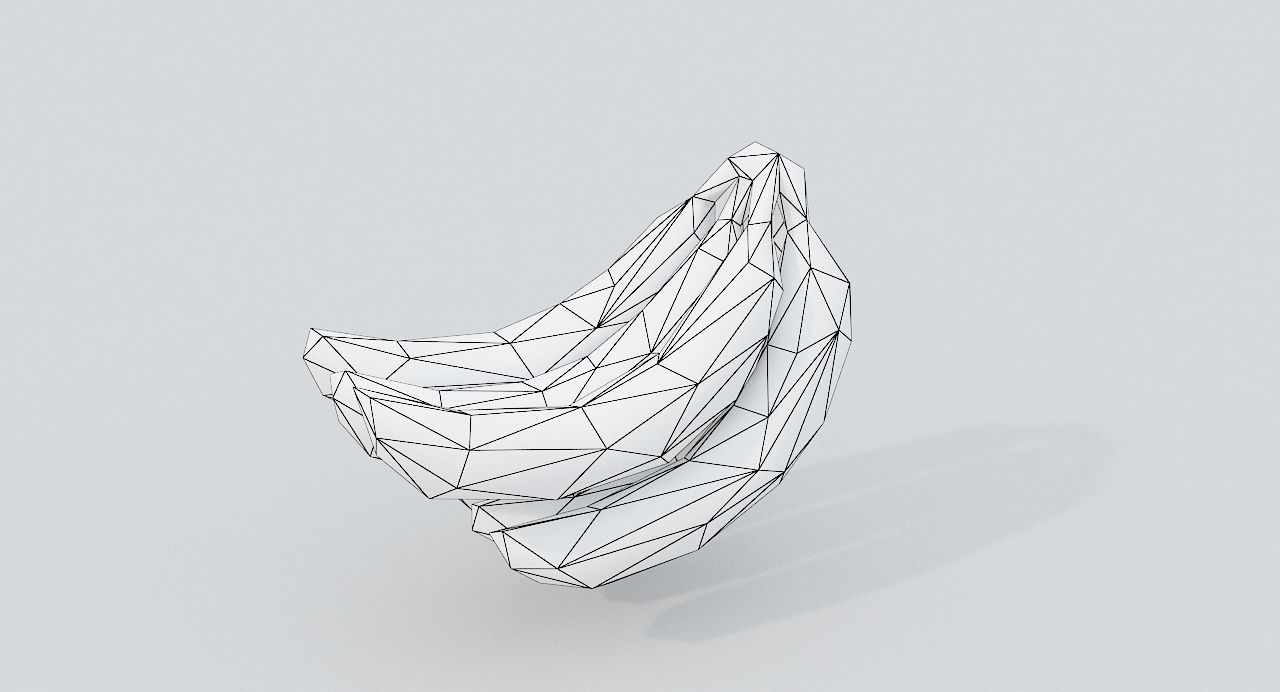 Wooden crate and bananas Low-poly 3D model_6