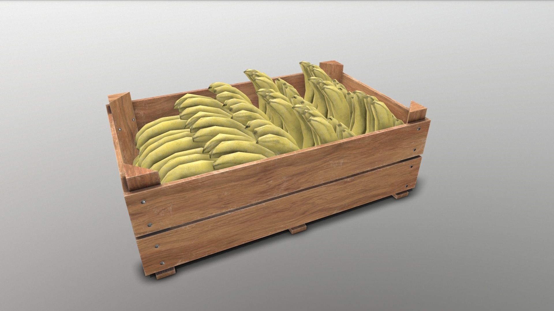 Wooden crate and bananas Low-poly 3D model_5