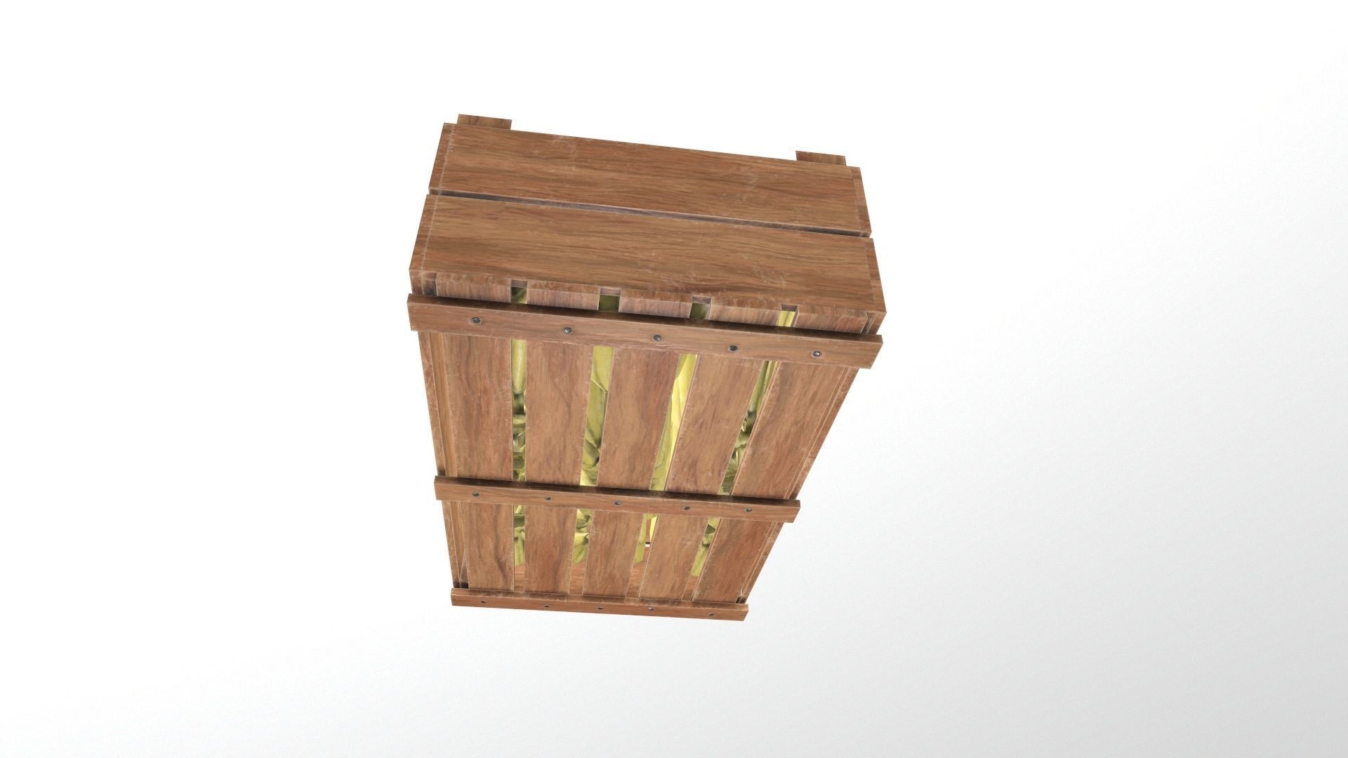 Wooden crate and bananas Low-poly 3D model_4