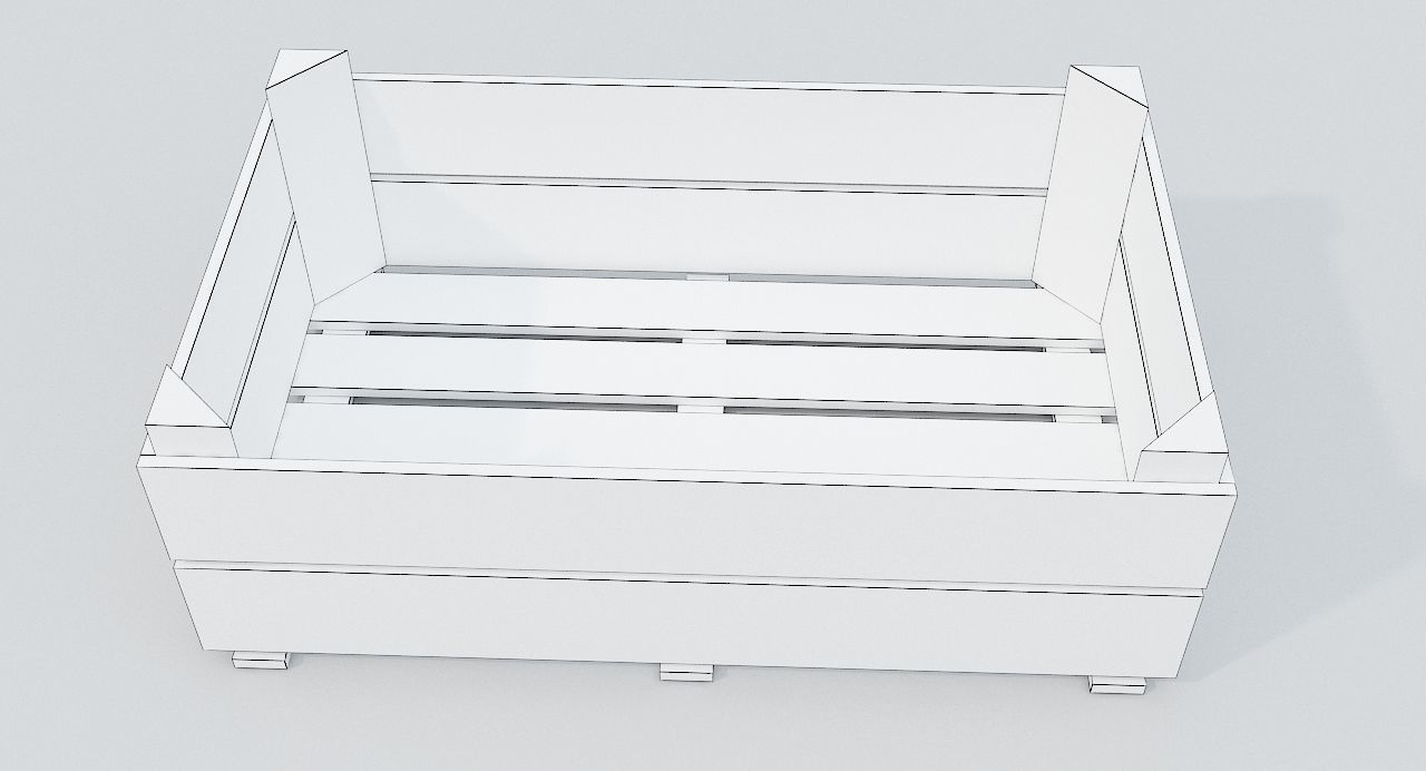 Wooden crate and bananas Low-poly 3D model_7