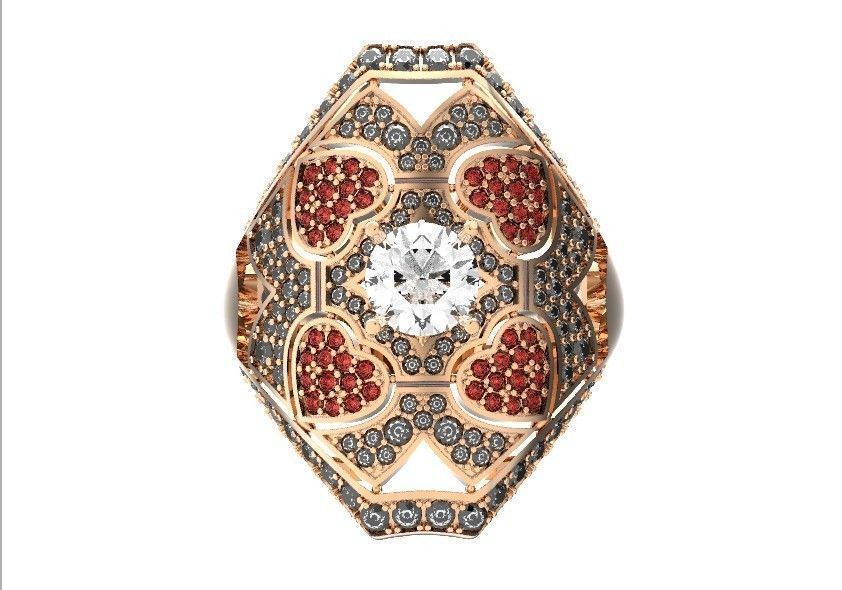 vintage ancient royal heart ring wide and big 603 3D print model_37