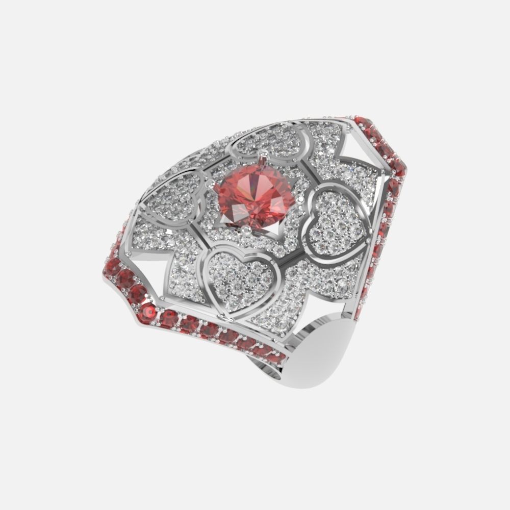vintage ancient royal heart ring wide and big 603 3D print model_16