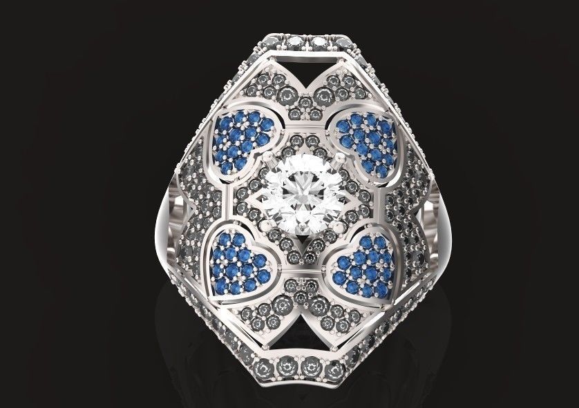vintage ancient royal heart ring wide and big 603 3D print model_43