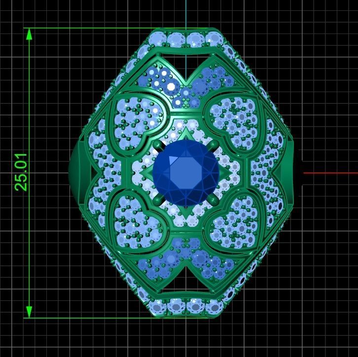 vintage ancient royal heart ring wide and big 603 3D print model_13