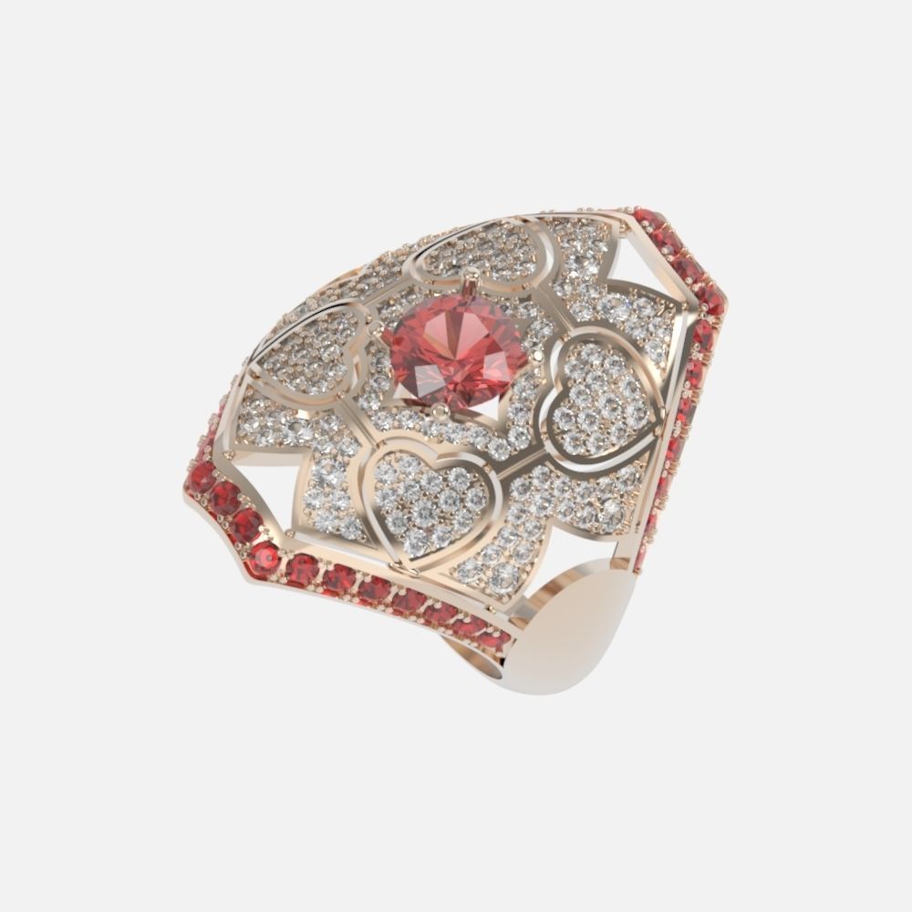 vintage ancient royal heart ring wide and big 603 3D print model_17