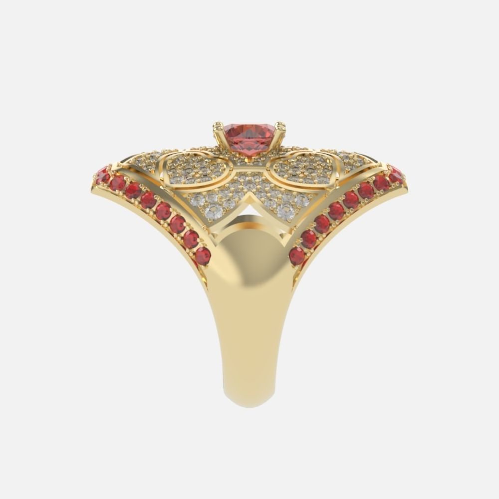 vintage ancient royal heart ring wide and big 603 3D print model_21