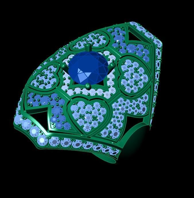 vintage ancient royal heart ring wide and big 603 3D print model_30