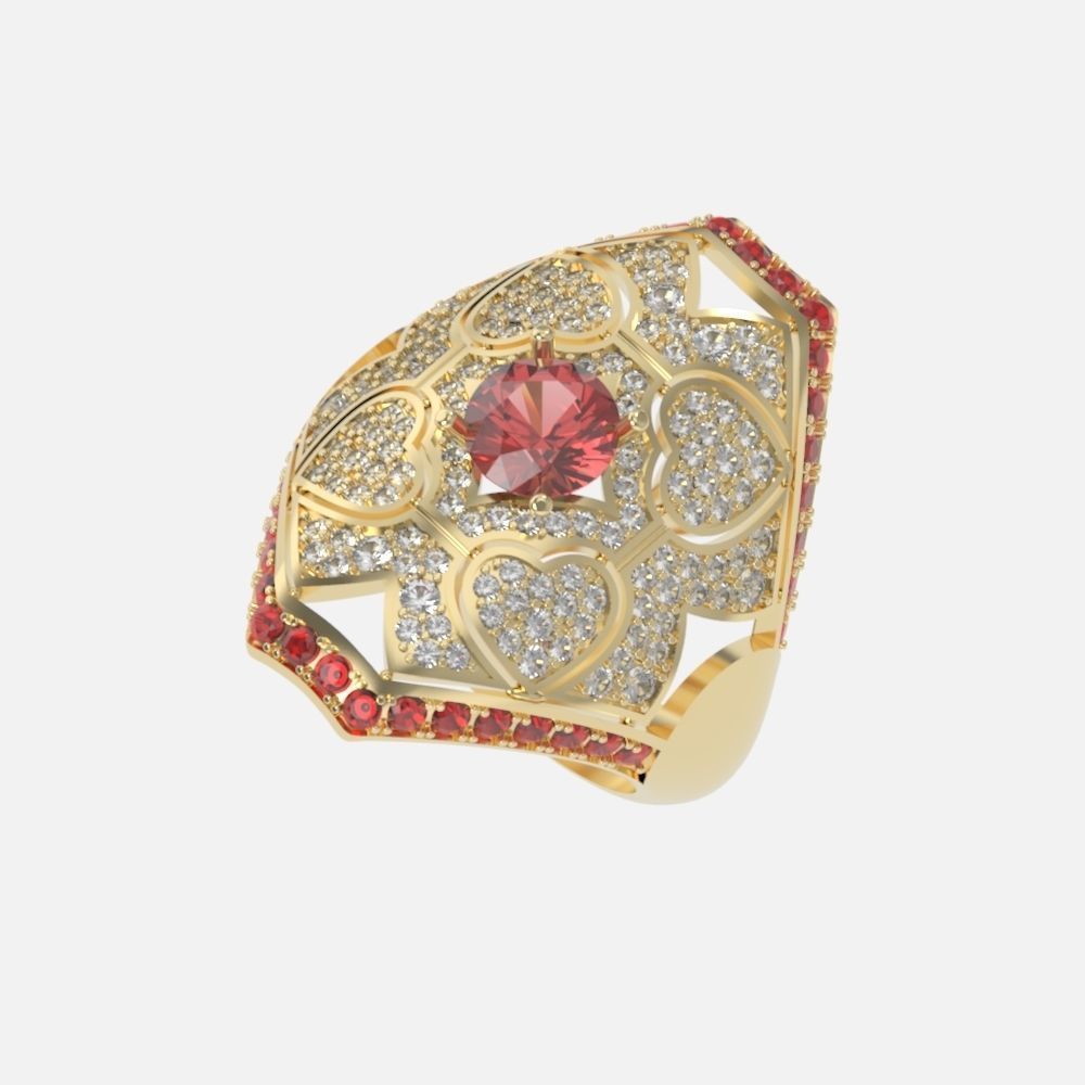 vintage ancient royal heart ring wide and big 603 3D print model_24