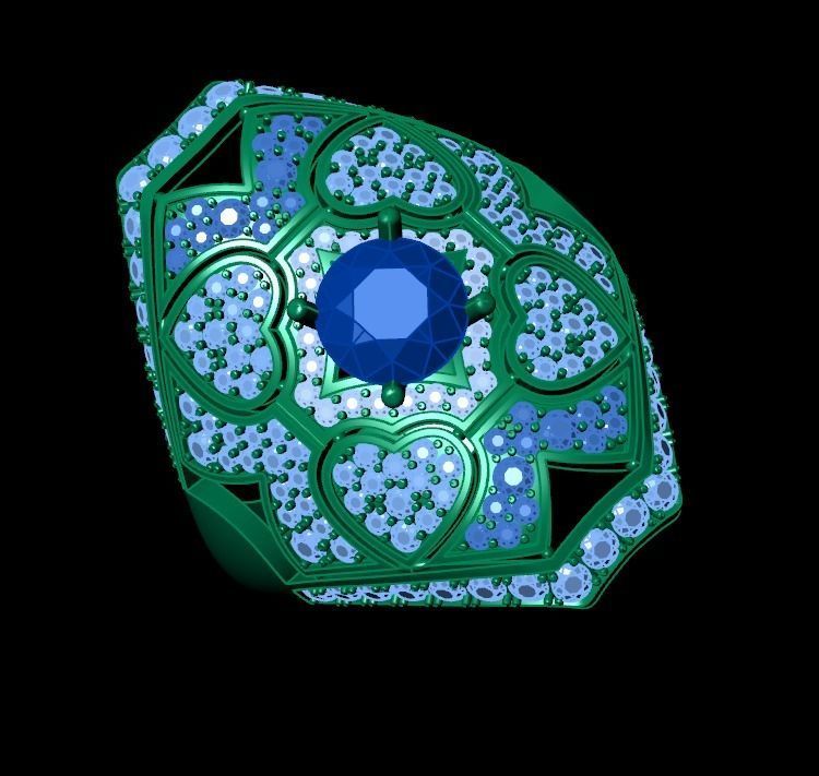 vintage ancient royal heart ring wide and big 603 3D print model_31