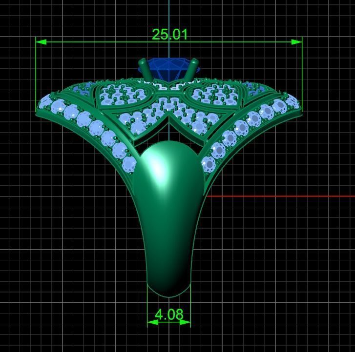 vintage ancient royal heart ring wide and big 603 3D print model_28