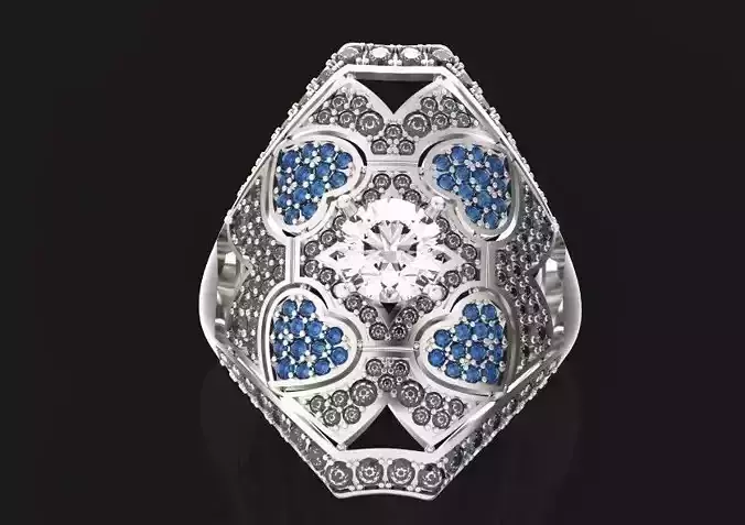 vintage ancient royal heart ring wide and big   603