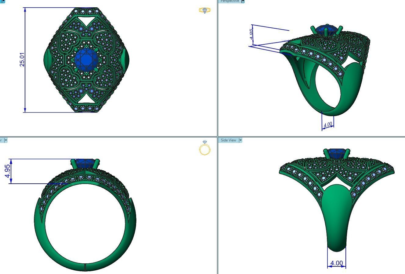 vintage ancient royal heart ring wide and big 603 3D print model_11