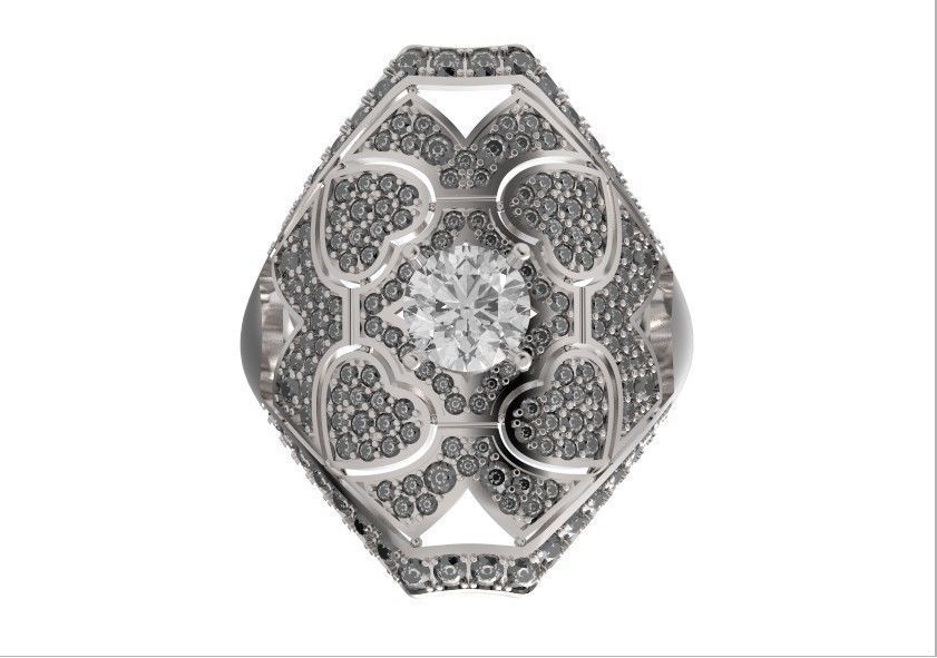 vintage ancient royal heart ring wide and big 603 3D print model_47