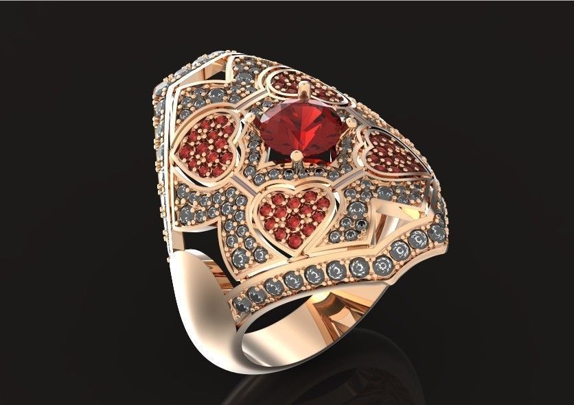 vintage ancient royal heart ring wide and big 603 3D print model_45
