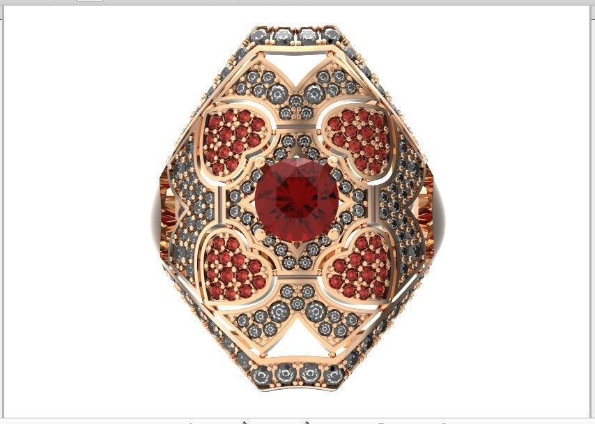 vintage ancient royal heart ring wide and big 603 3D print model_2