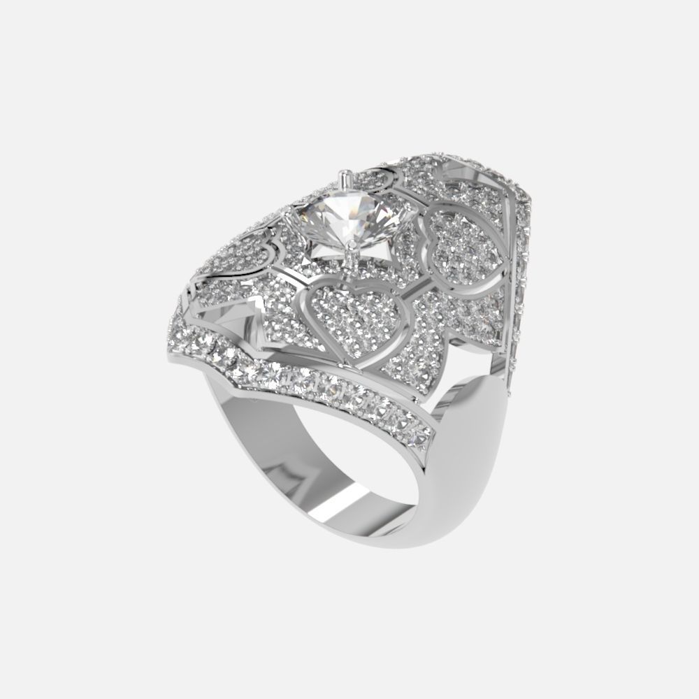 vintage ancient royal heart ring wide and big 603 3D print model_6