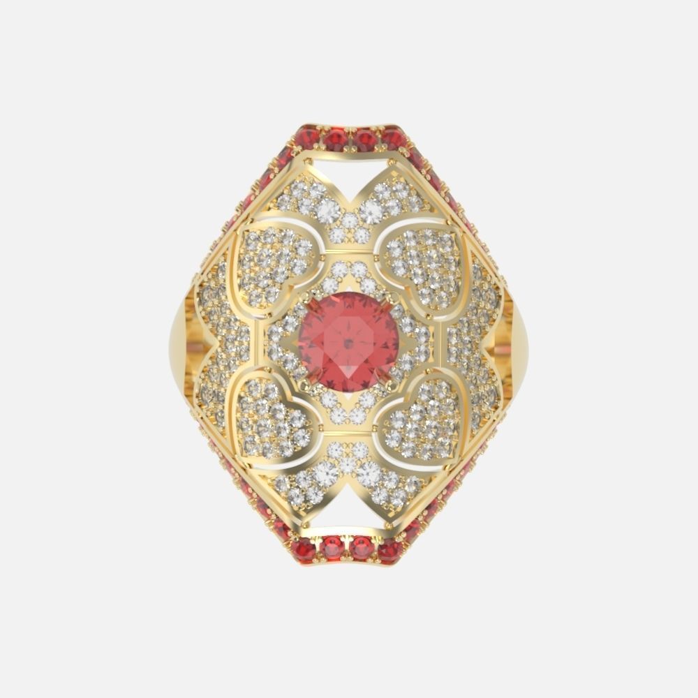 vintage ancient royal heart ring wide and big 603 3D print model_26