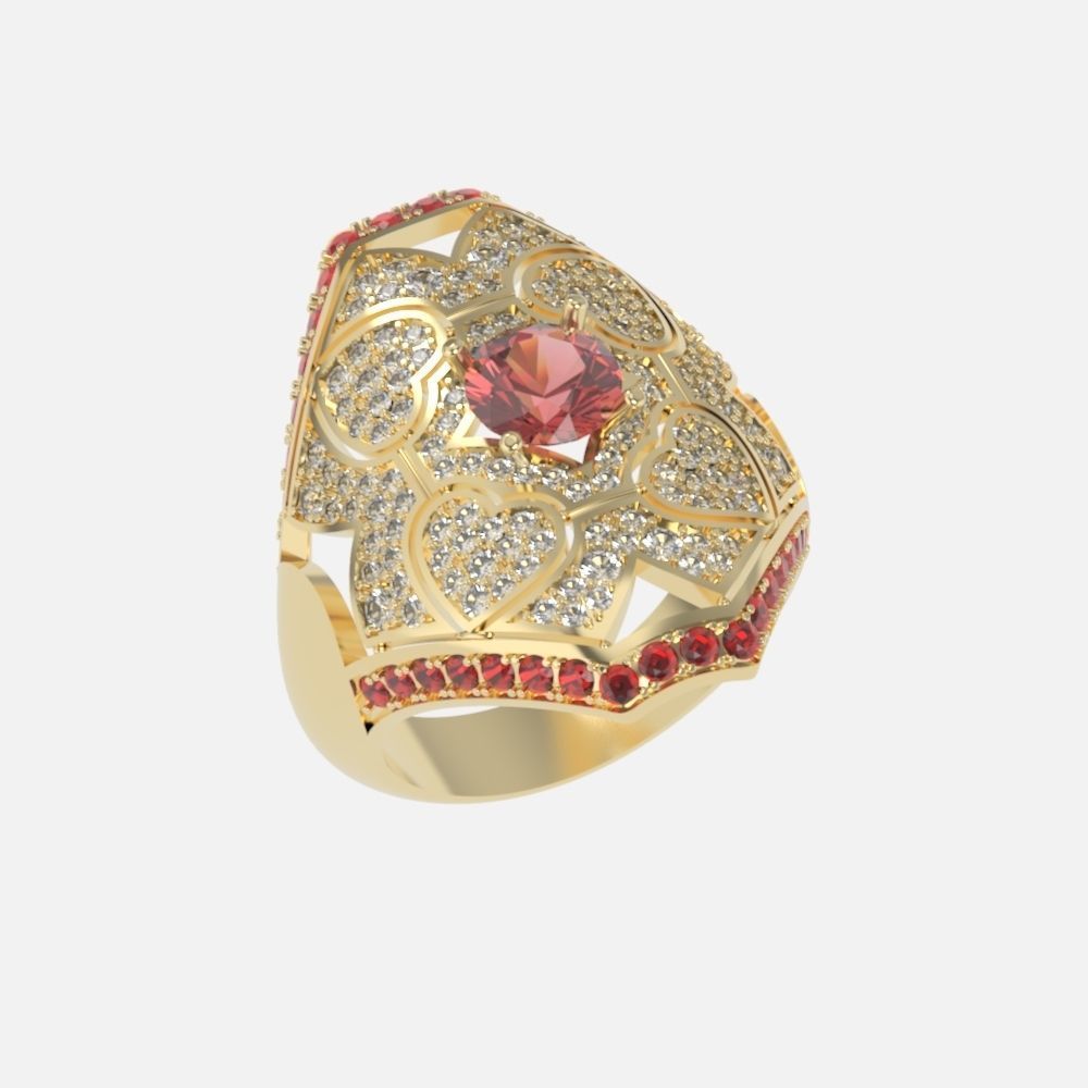 vintage ancient royal heart ring wide and big 603 3D print model_25