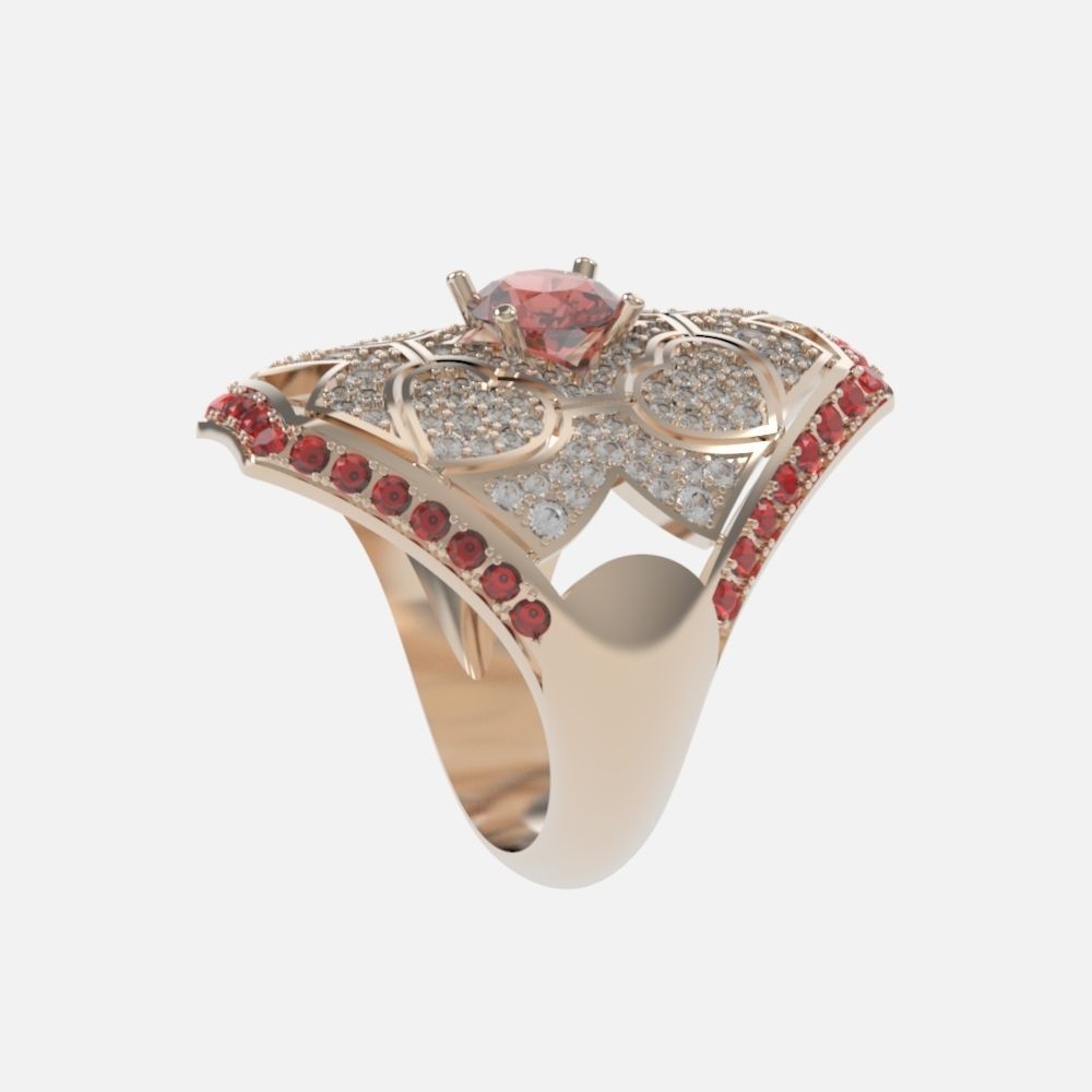 vintage ancient royal heart ring wide and big 603 3D print model_18