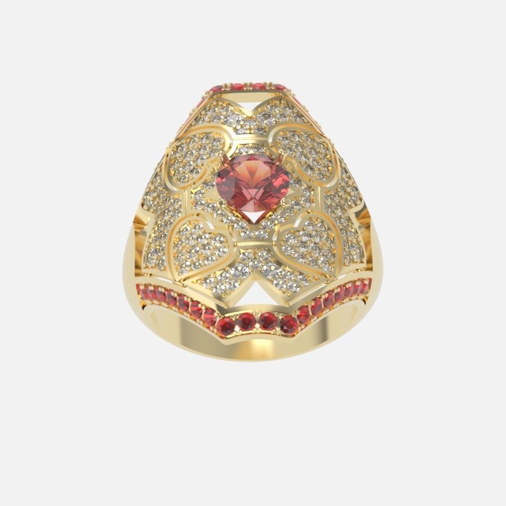 vintage ancient royal heart ring wide and big 603 3D print model_23