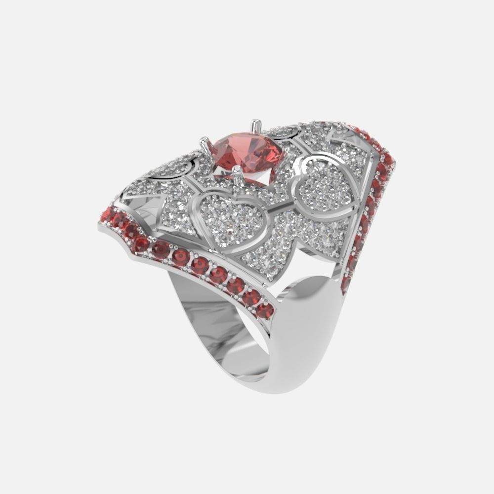 vintage ancient royal heart ring wide and big 603 3D print model_15