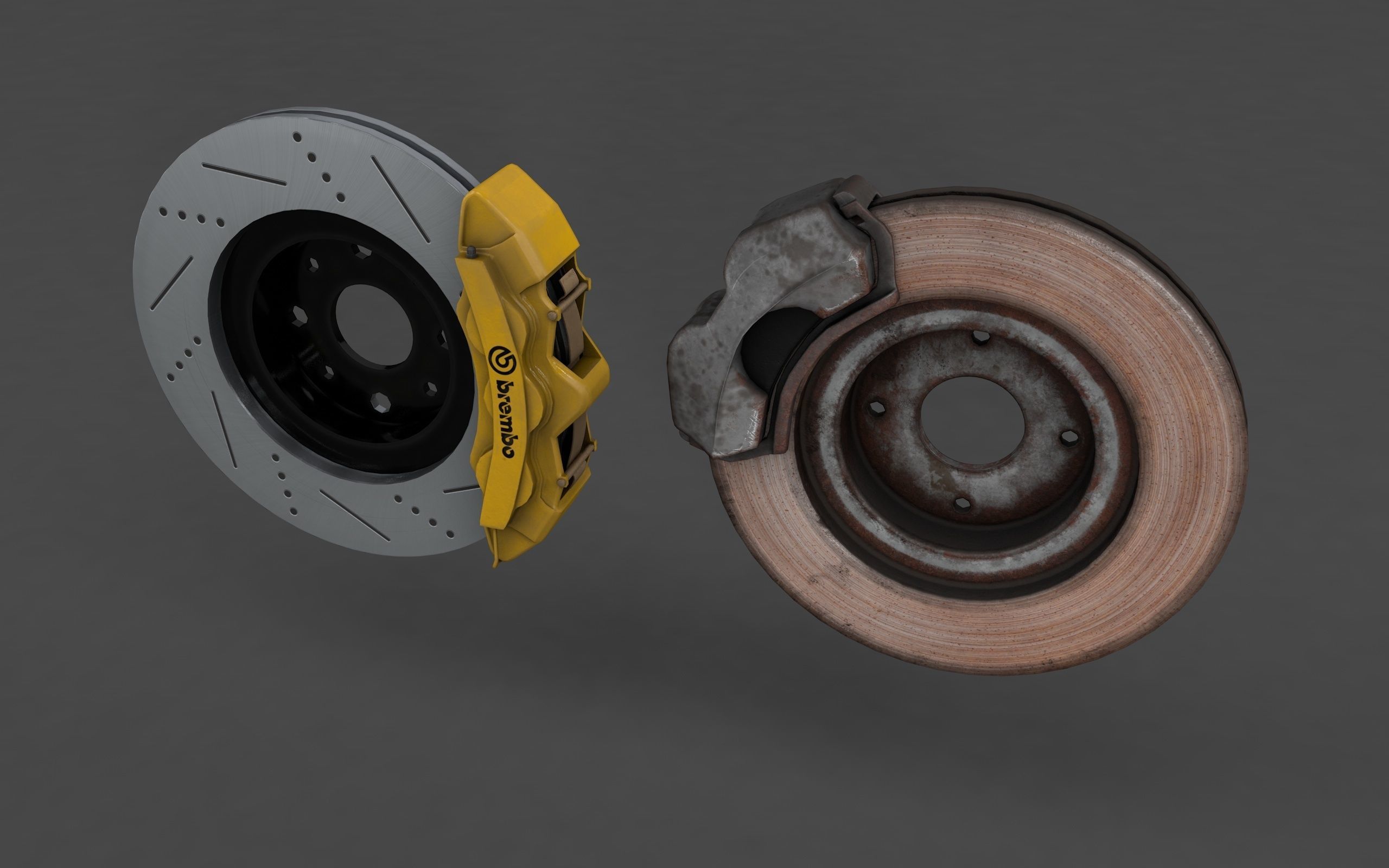 Basic and Race Brake System Low-poly 3D model_3