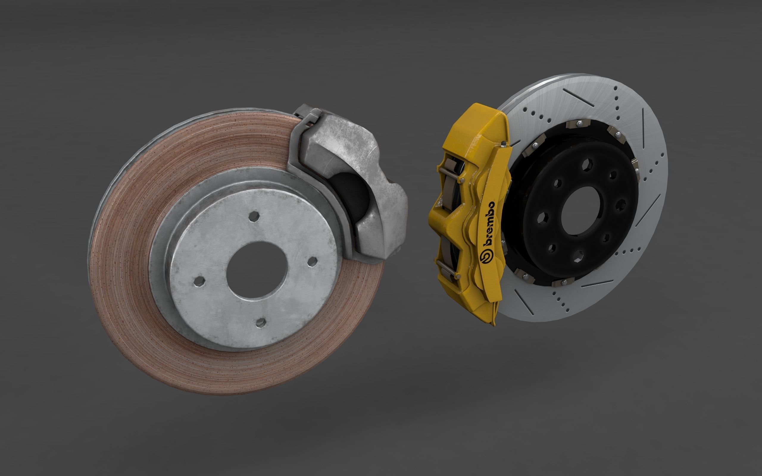Basic and Race Brake System Low-poly 3D model_2