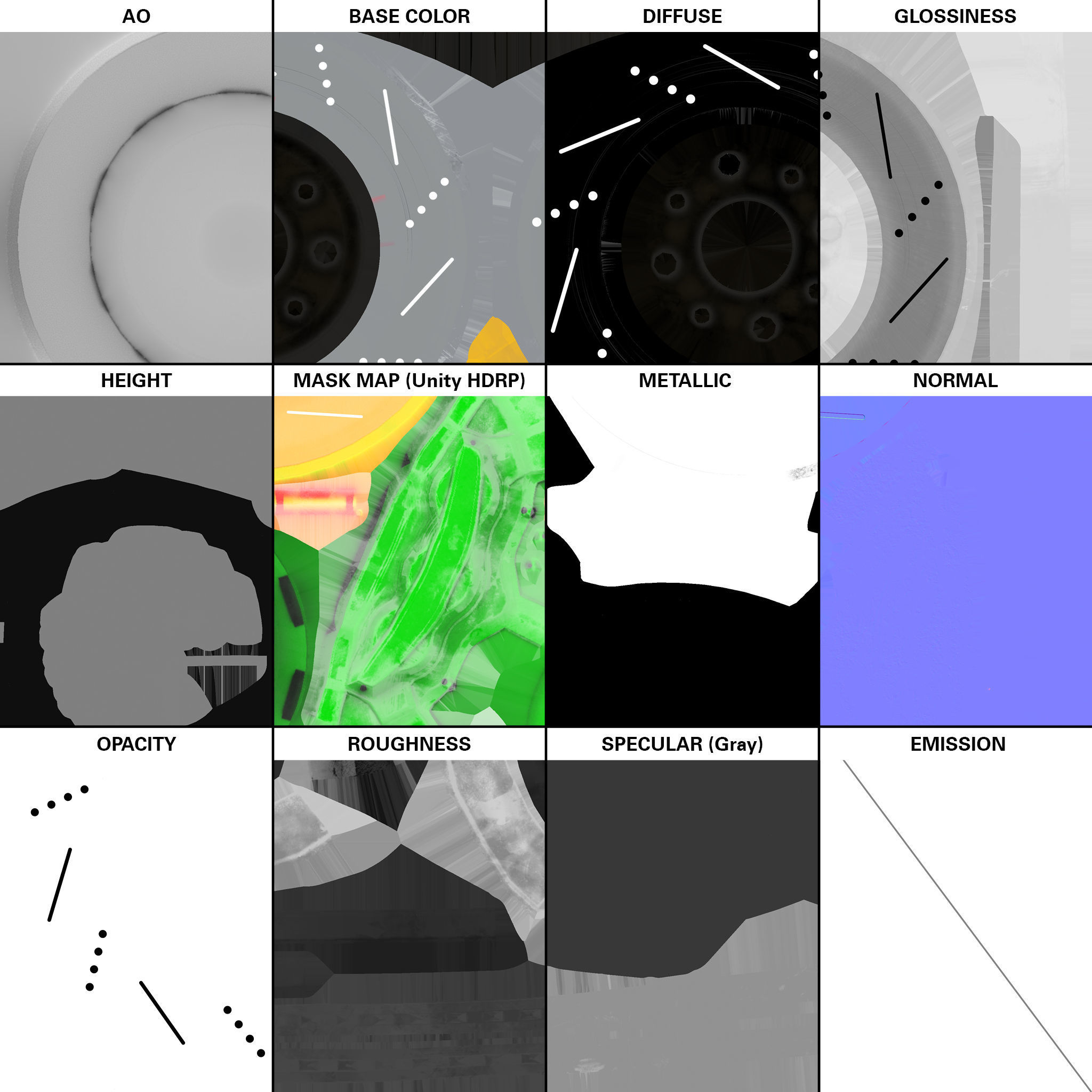 Basic and Race Brake System Low-poly 3D model_6