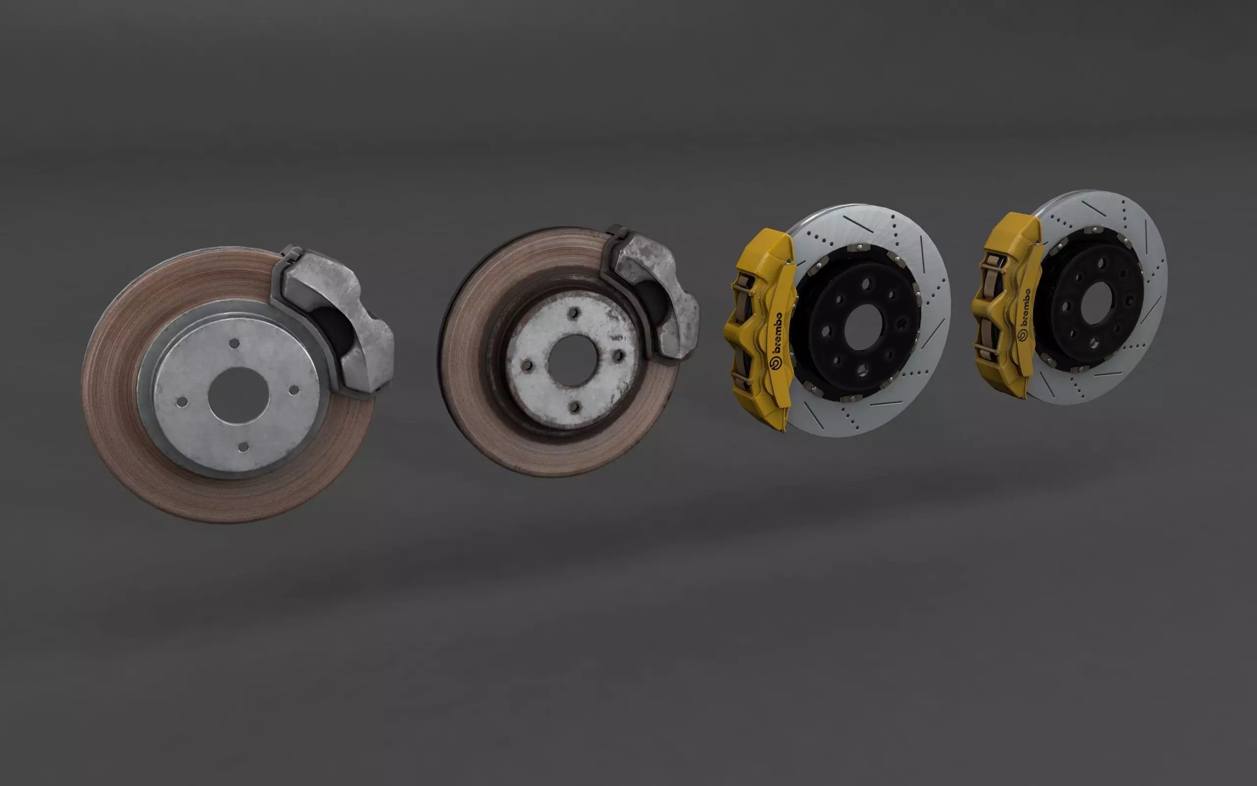 Basic and Race Brake System Low-poly 3D model_0