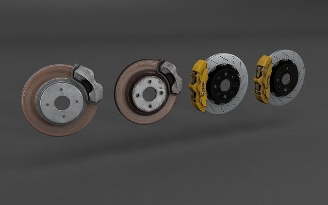 Basic and Race Brake System Low-poly 3D model