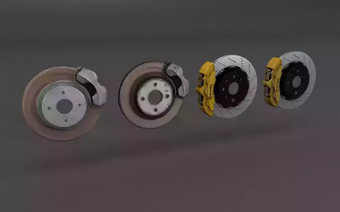 Basic and Race Brake System Low-poly 3D model