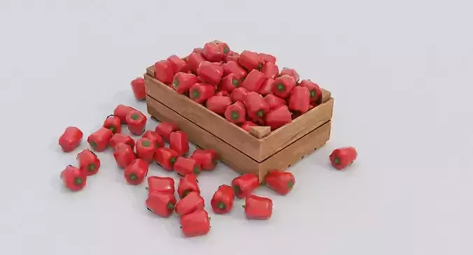 Wooden crate and red peppers