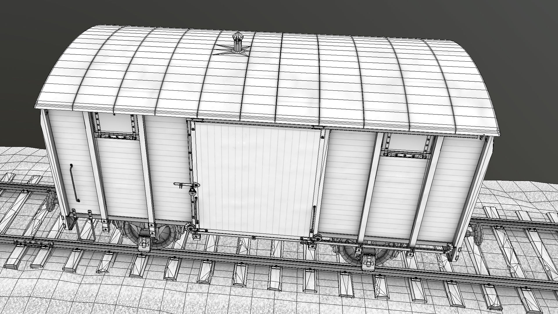 Railway Covered Goods Wagon 18T Vr1 Default Red Low-poly 3D model_28