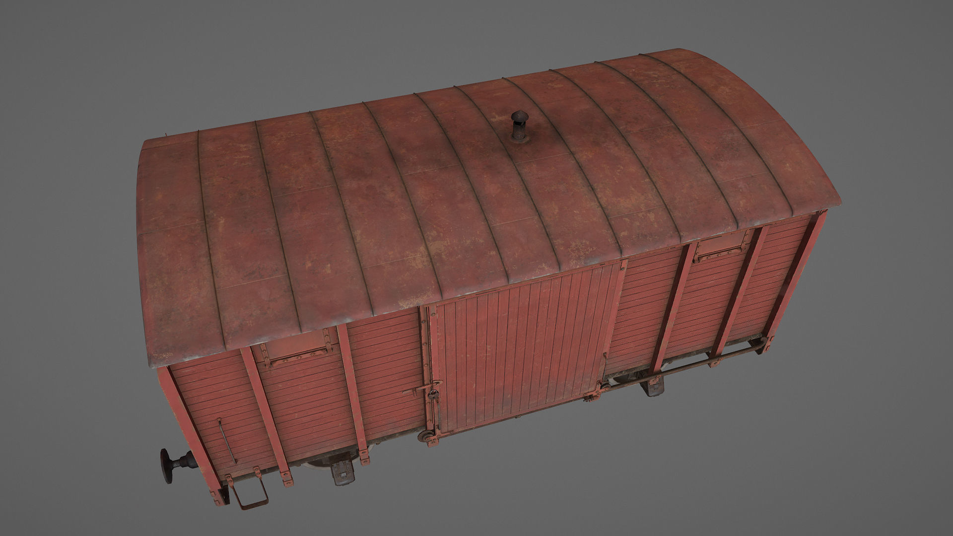 Railway Covered Goods Wagon 18T Vr1 Default Red Low-poly 3D model_18
