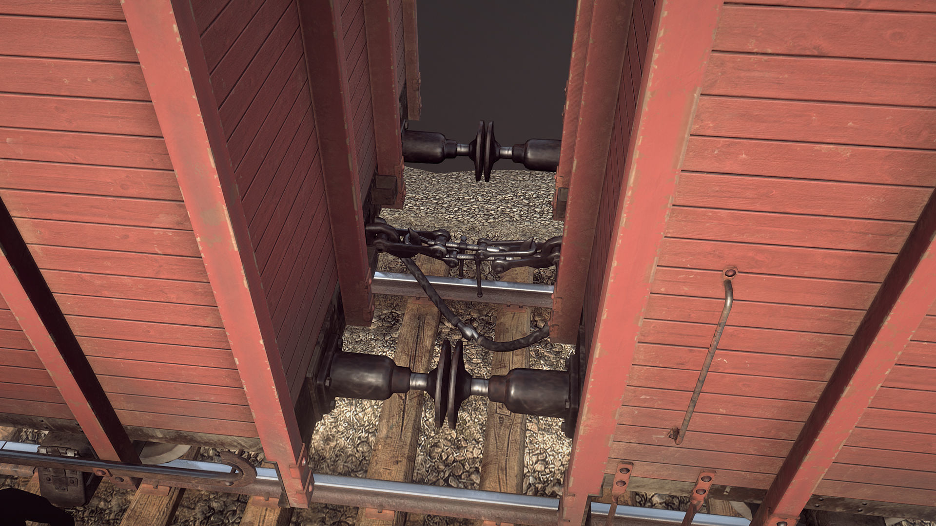 Railway Covered Goods Wagon 18T Vr1 Default Red Low-poly 3D model_5