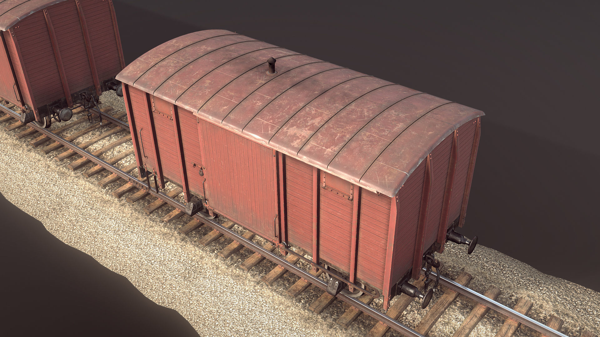Railway Covered Goods Wagon 18T Vr1 Default Red Low-poly 3D model_3