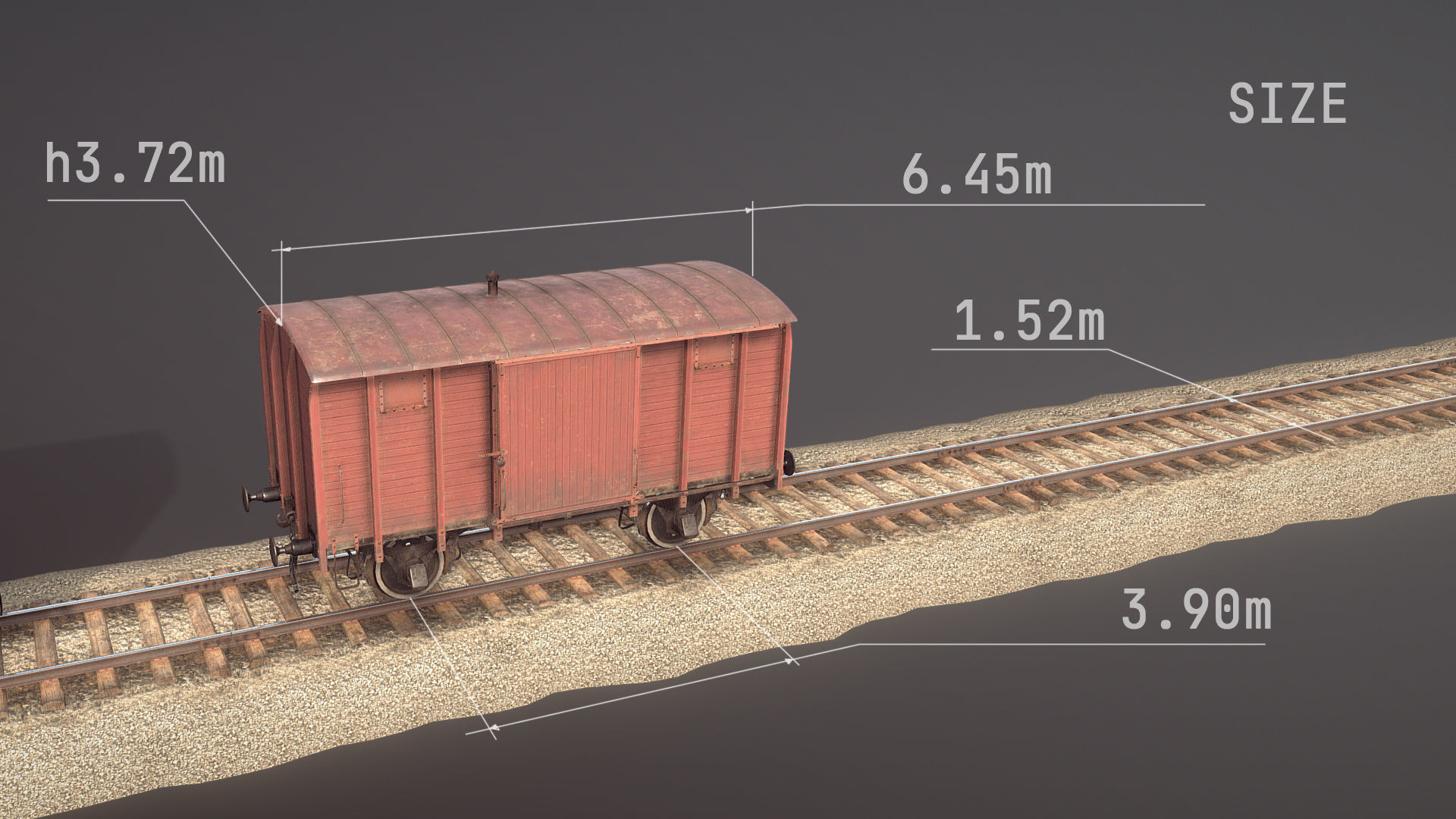 Railway Covered Goods Wagon 18T Vr1 Default Red Low-poly 3D model_7