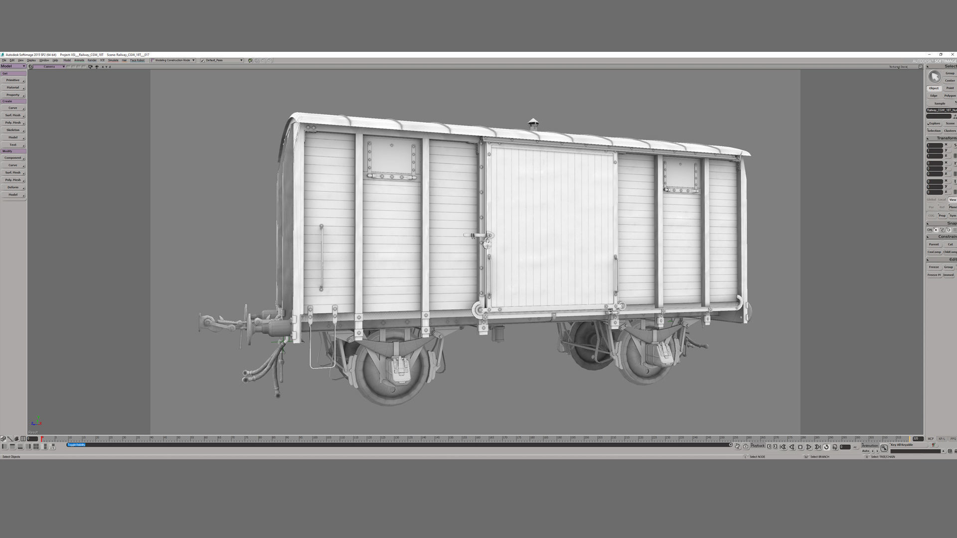 Railway Covered Goods Wagon 18T Vr2 Default Green Low-poly 3D model_33