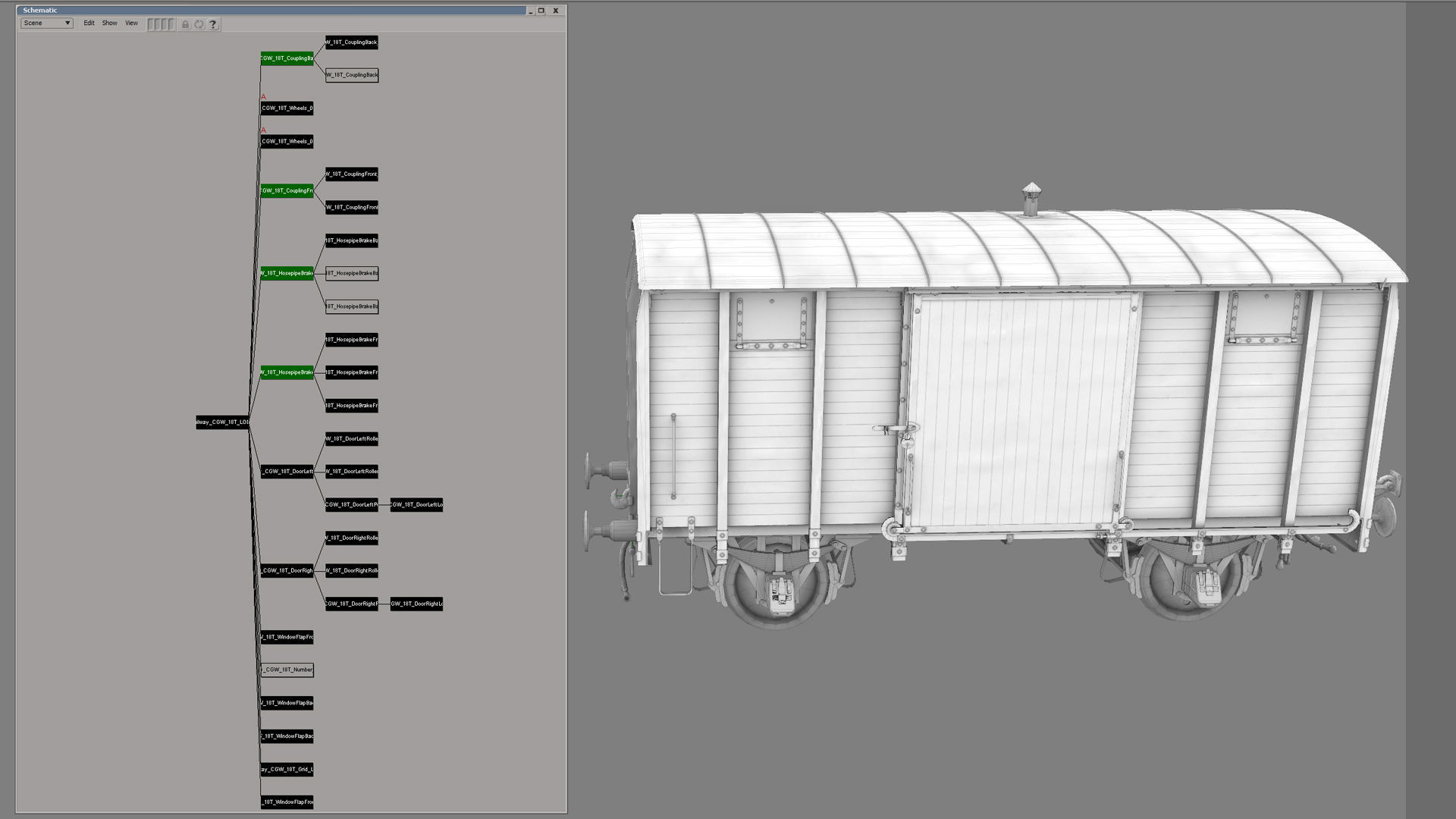 Railway Covered Goods Wagon 18T Vr2 Default Green Low-poly 3D model_29