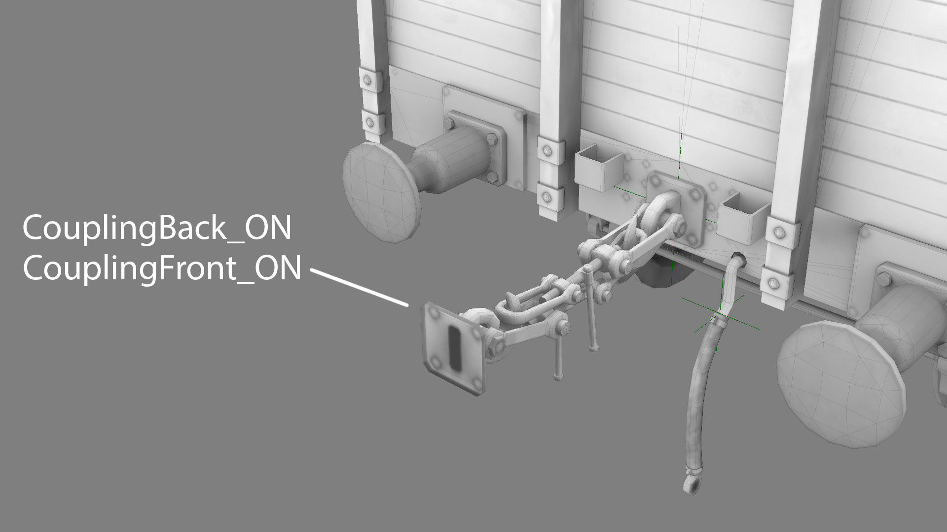 Railway Covered Goods Wagon 18T Vr2 Default Green Low-poly 3D model_25