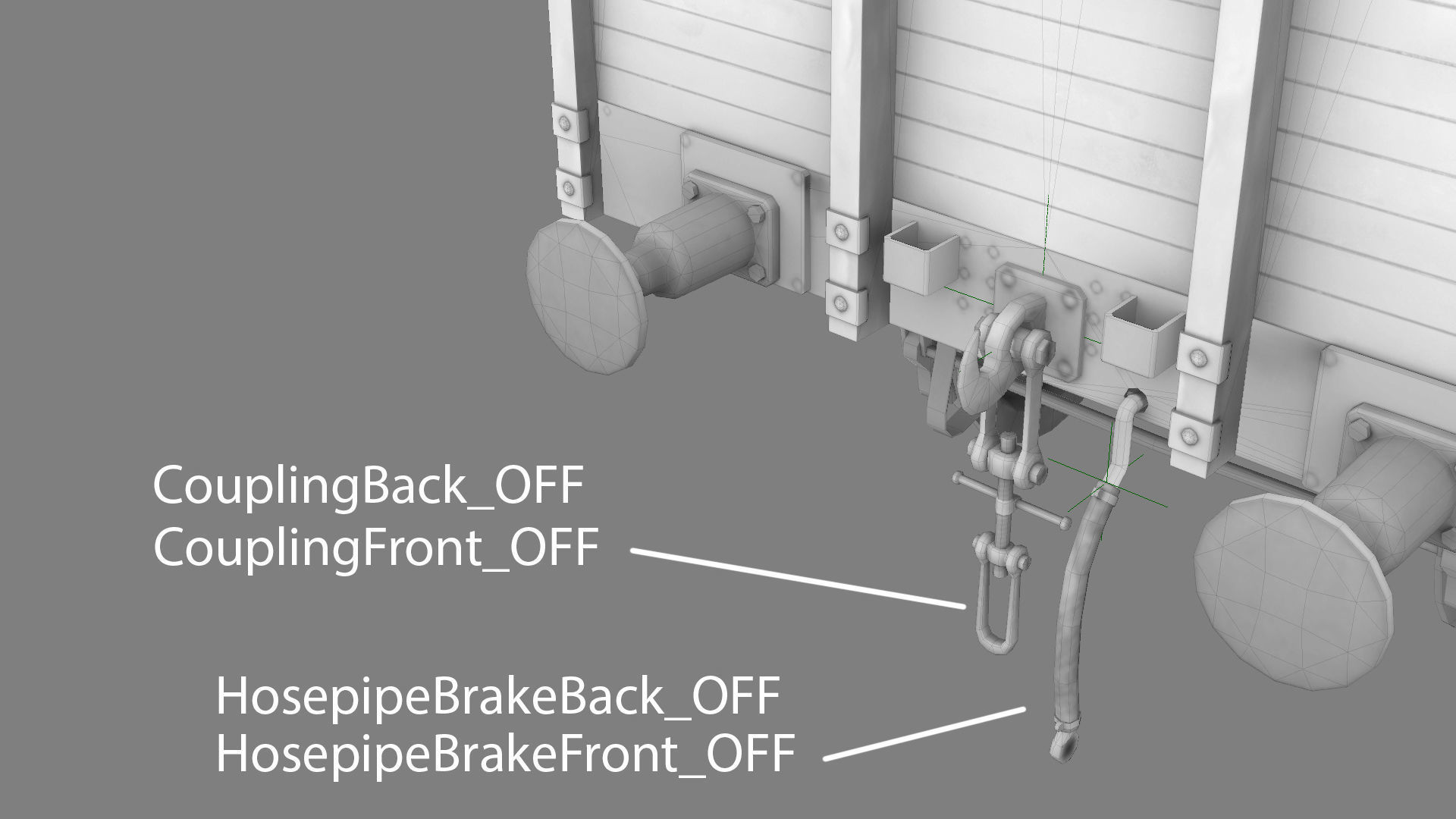 Railway Covered Goods Wagon 18T Vr2 Default Green Low-poly 3D model_26