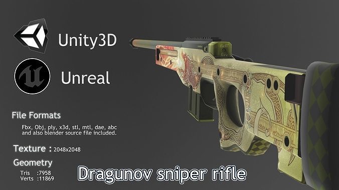Dragunov sniper rifle SVD 3D model