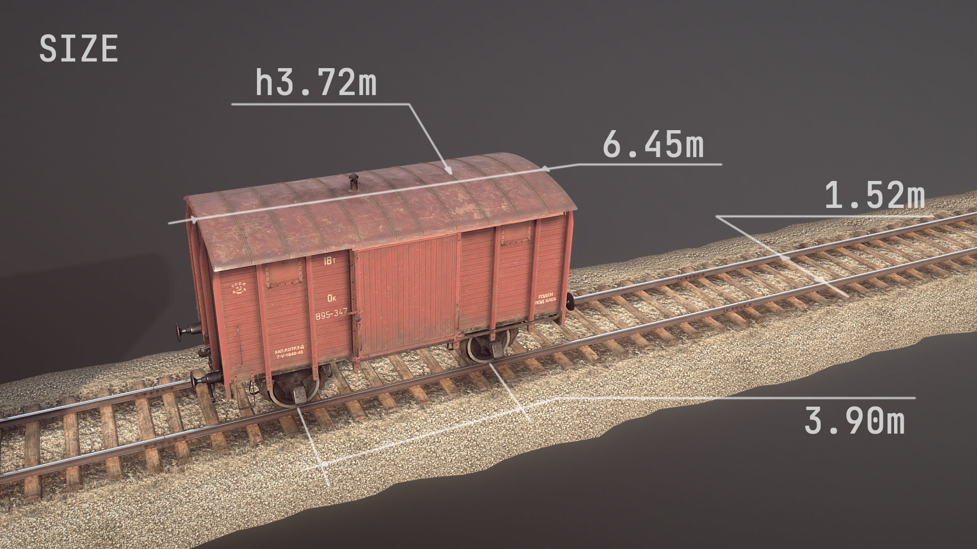 Railway Covered Goods Wagon 18T Vr3 Ok Red Low-poly 3D model_18