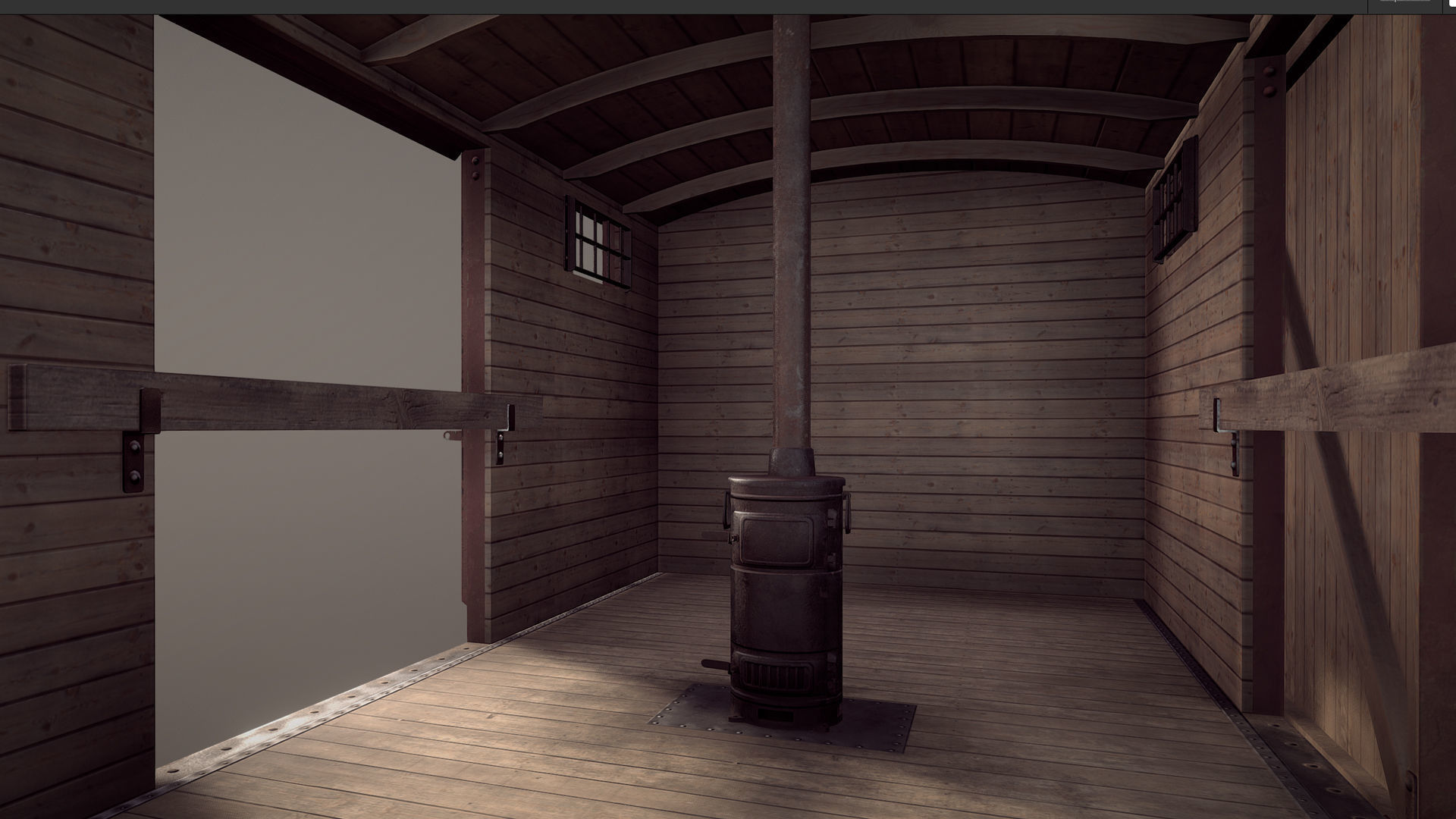 Railway Covered Goods Wagon 18T Vr3 Ok Red Low-poly 3D model_6