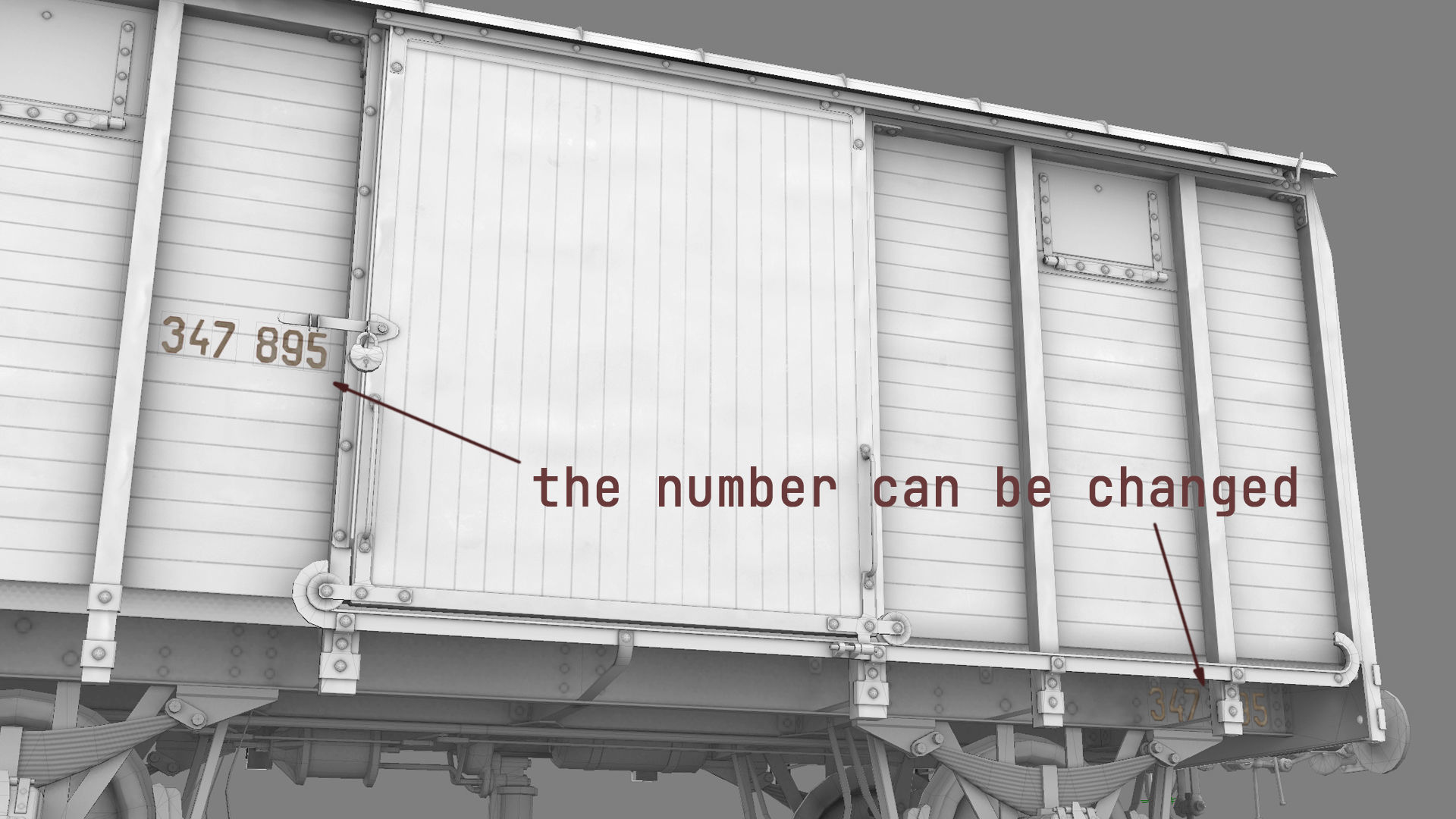 Railway Covered Goods Wagon 18T Vr3 Ok Red Low-poly 3D model_32