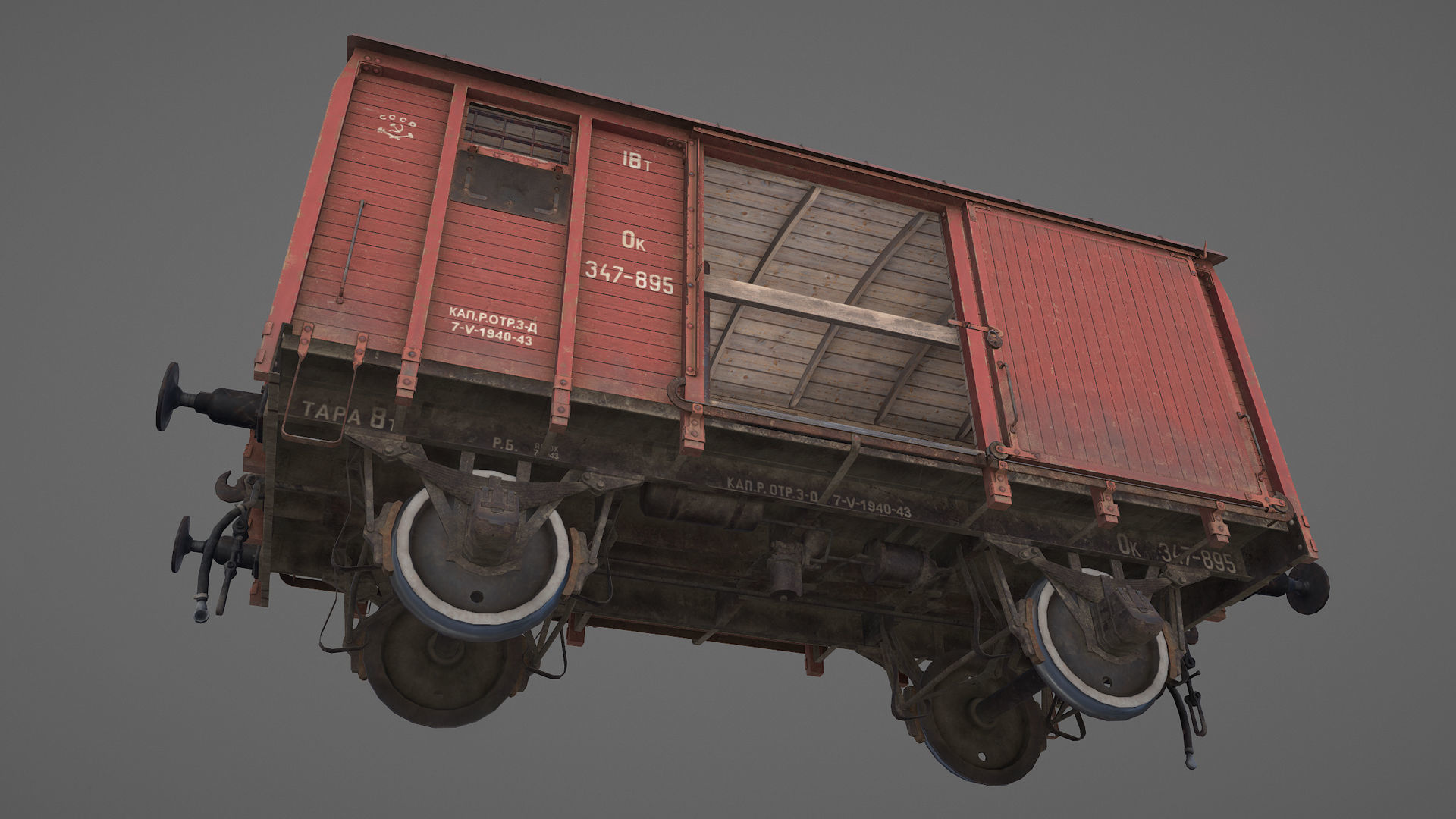 Railway Covered Goods Wagon 18T with six liveries 3D Model Collection_32
